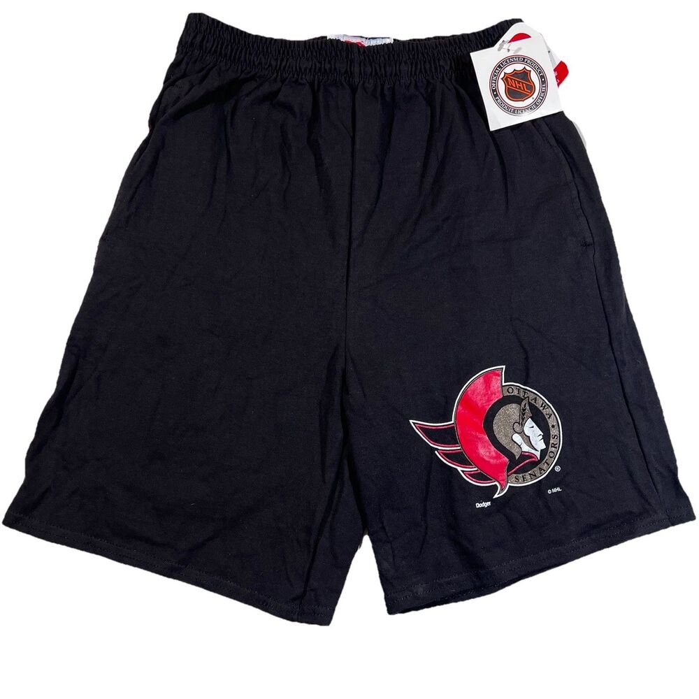 Vintage Deadstock Dodger Ottawa Senators NHL Black Shorts Made in USA Size Large